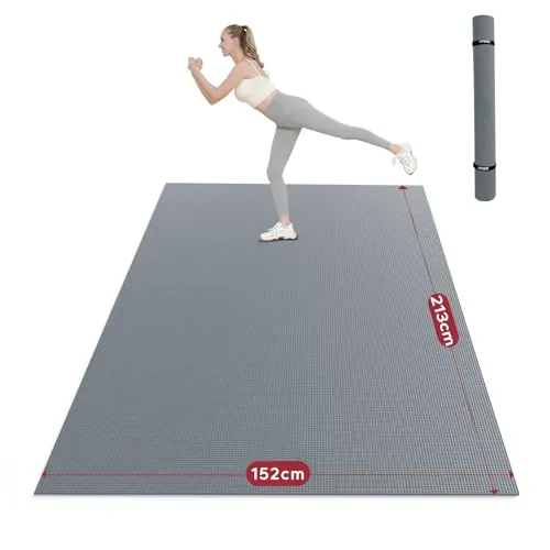 HAPBEAR Esterilla Deporte Grande, 213×152cm×8mm, Antideslizante Ultraduradero Esterilla Yoga para Ejercicio en Casa, Deporte Familiar, Colchoneta Gimnasia, Pilates, Gimnasia-Grey
