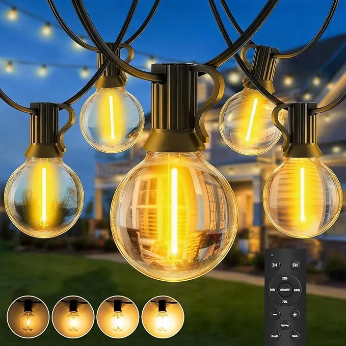 Guirnaldas Luces Exterior Jardin LED 20M 65ft G40 Bombillas LED Cadena de Luz Guirnaldas Luminosas Exteriores IP44 Impermeable Outdoor Girnaldas Garden para Patio Fiesta Terraza