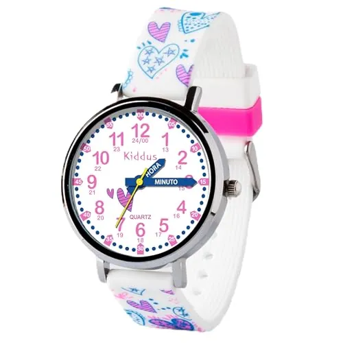Kiddus Reloj Educativo Infantil para Niño y Niña a Partir de 5 Años, Reloj Analógico para Aprender la Hora, Mecanismo Japonés