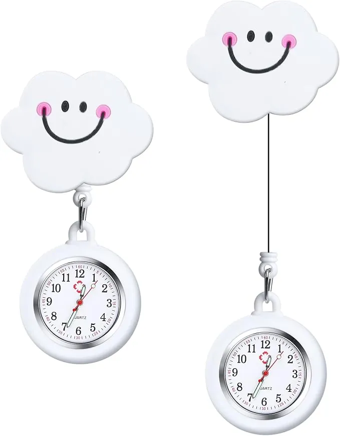 Vicloon Reloj de Enfermero, 2 Unidades de Reloj Bolsillo para Enfermeras Silicona, para Enfermeras Fob Medical Watch Broche Badge Reel Clip, Relojes Bolsillo Médicos y Enfermera