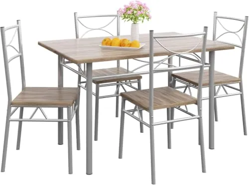 CASARIA Set de Mesa y Sillas Comedor Completo para 4 Personas