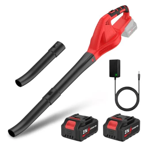 Soplador de hojas,soplador inalámbrico con 2 x 4.0 Ah, Batería 20V,210 KM/H | soplador de hojas a batería,2 Modos de Velocidad, Ligero 2,1 kg Ideal para Limpiar Hojas y Polvo en Jardín, Patio y Garaje