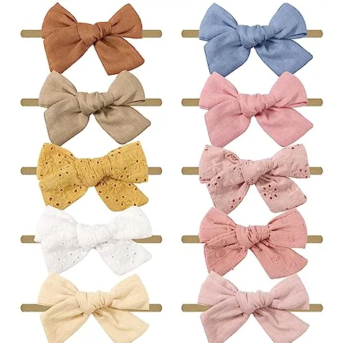 DRESHOW 10 Pcs Diademas y Bandas Para Cabeza Elásticas Para Bebé Niña Recién Nacida - Accesorios Para el Pelo