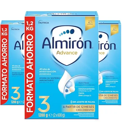 Almirón Advance 3, Leche de Crecimiento en Polvo para Bebé desde 12 Meses, Pack de 3x1.2kg