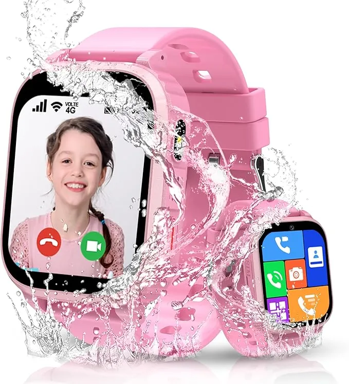 4G Reloj Inteligente Niño, Smartwatch Niños con GPS y Llamadas Teléfono Videollamada Impermeable IP68 SOS Móvil Juego Despertador Clase Modo Reloj Inteligente Niños y Niñas Estudiante Regalo