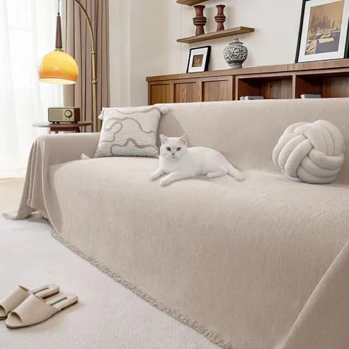 Ystyle Funda Sofa 2 Plazas, 180x300 CM, Manta Cubre Sofa, Caqui