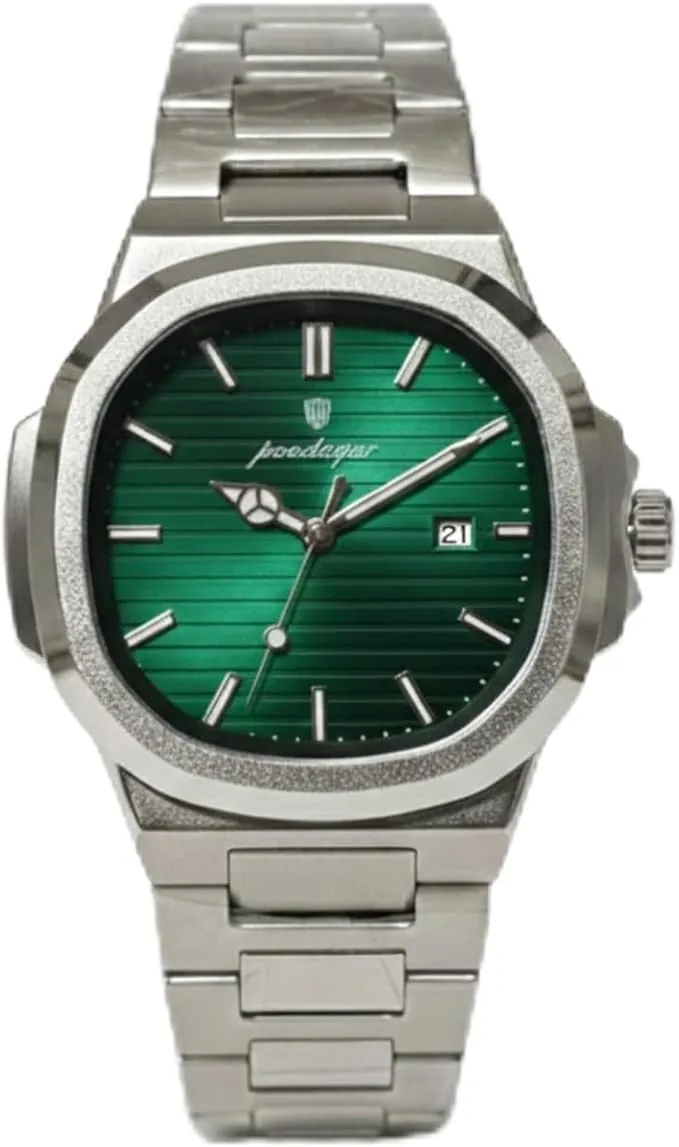 Reloj Hombre Acero Inoxidable, Resistente al Agua, Fecha y Manecillas Luminosas, Estilo Deportivo y Lujoso, Cómodo, Esfera Cuadrada de 40mm, Incluye Kit de Ajuste de Correa