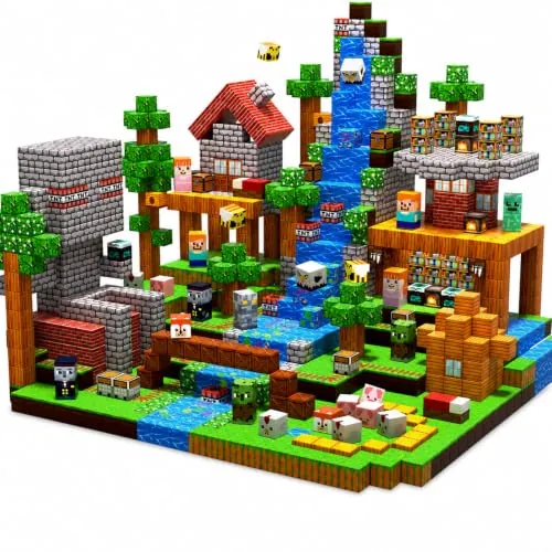 Goody King Bloques Magneticos Construccion Niños 300 Piezas - Tema Biblioteca del Bosque con Animales y Camino - Juego de Construcciones Magneticas - Regalo Creativo STEM para Niños y Niñas de 3+ Años