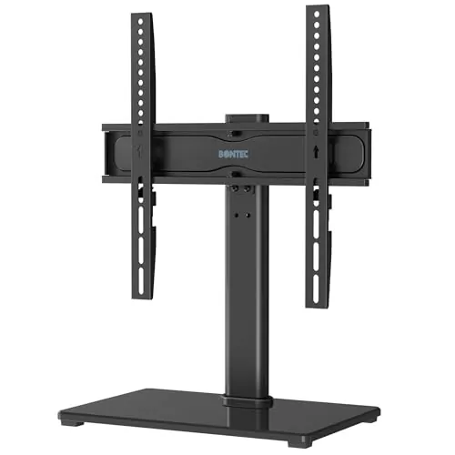 BONTEC Soporte TV Pie Giratorio Universal para 24-60 Pulgadas, Soporte de Pie para TV de Sobremesa con Altura Ajustable, Carga 45 kg, Máx. VESA 400x400 mm, Gestion de Cables, sin Taladro