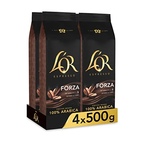 L'OR Espresso Forza Café en Grano Natural 100% Arábica - Intensidad 9 | 4x500g