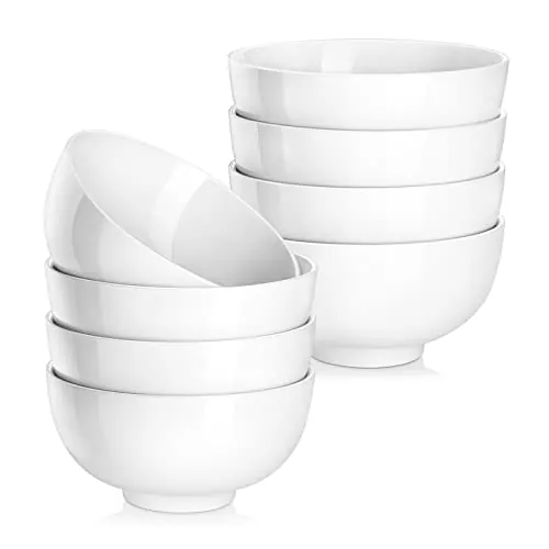 MALACASA, Serie Regular, Juego de Cuenco de 8 Piezas Vajilla de Porcelana de 5" Cuenco de Cereal (12.5 * 12.5 * 6.5cm)