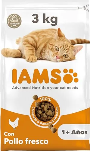 IAMS Alimento Seco para Gatos Adultos con Pollo Fresco, 3 kg