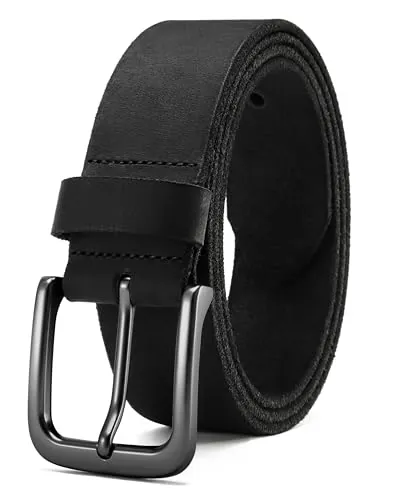 CHAOREN Cinturones Hombre Cuero, Cinturón Hombre Negro Marron Genuino 38mm Elaborado en Búfalo Cuero, Perfecto para Looks Casuales Jeans