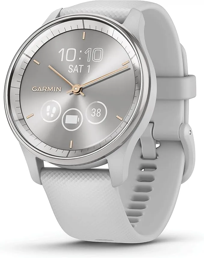 Garmin Vivomove Sport, Elegante Smartwatch Híbrido de 40 mm con Sofisticado Aspecto Analógico, Funciones Inteligentes