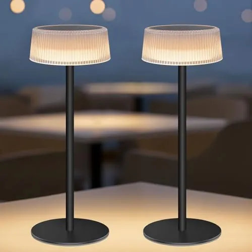 Alinana Lamparas sin Cables, 2 piezas Lampara Solar Mesa Exterior