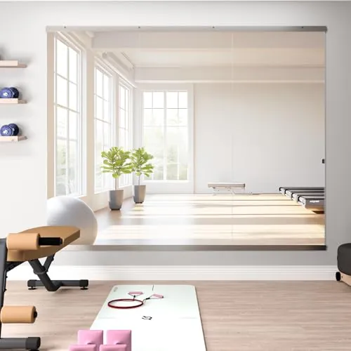 NEUWEABY Espejo para Gimnasio doméstico, 3piezas 144,5 x 60 cm Espejo Grande para Yoga, Espejos sin Marco de Cuerpo Entero para Fitness, Vidrio Templado, Montaje en Pared para Estudio de Danza