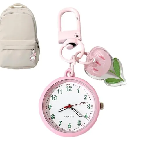 Genérico Reloj de Bolsillo para Mujer,Llavero portátil Luminoso - Colgante pequeño para Bolso,para Estudiante, Uso Diario y Salidas