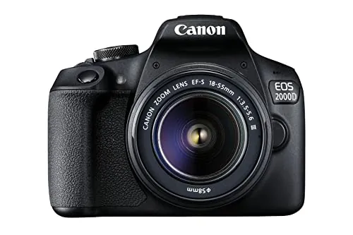 Canon EOS 2000D + Lente EF-S 18-55mm III - Cámara DSLR fácil de Usar con una Lente versátil, Ideal para Retratos y paisajes