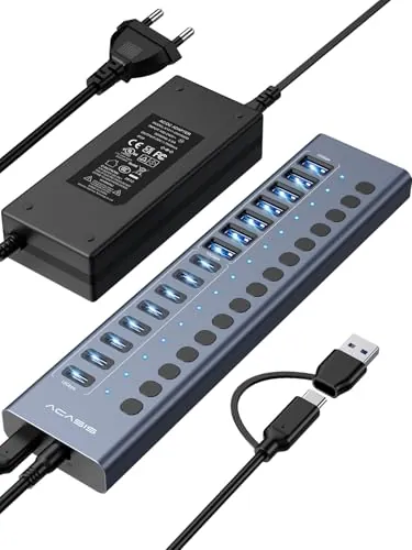 ACASIS Hub USB 3.2 Alimentado con 16 Puertos (8 USB-A 3.2 + 8 USB-C 3.2