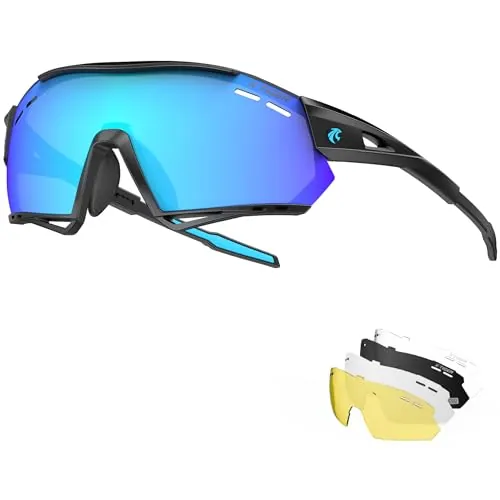 X-TIGER Gafas Ciclismo Hombre Polarizadas Gafas Ciclismo con 5 Lentes Intercambiables UV 400