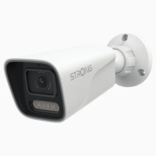 Strong Cámara Exterior 3K 5MP, Cámara Seguridad PoE con Detección Movimiento/Humana, Visión Nocturna Avanzada, Alertas de Vehículos, IP67 Impermeable, Micrófono, Grabación NVR/Cloud, Control por App
