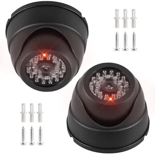 GBKDQQ 2 piezas de cámara falsa, cámara de vigilancia falsa, cámara falsa con LED parpadeante, cámara de seguridad, cámara falsa resistente a la intemperie para casa y oficina