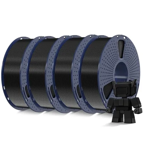SUNLU Alta Velocidad Filamento PLA 1.75mm 4KG, Filamento PLA de Alta Fluidez para Impresoras 3D Rápidas, Diseñado para Impresiones Rápidas, HS-PLA Filament, Paquete de 4, Negro*4