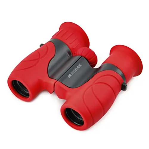 KODAK Jumelle Enfant BCS100 - Jumelle Binoculaire Compact pour Enfants, Gomme Souple, Ergonomique, Sangle et Housse de Transport Inclus, Grossissement 8X – Rouge