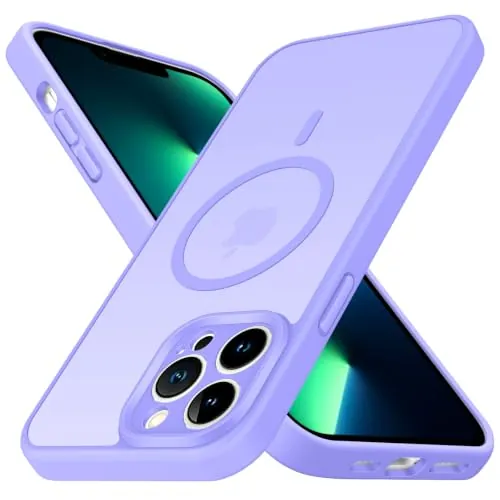 ivoler Funda Magnética para iPhone 13 Pro MAX 6.7 Pulgadas, Compatible con MagSafe, [Protección Militar] Carcasa Protectora Antigolpes Antiarañazos Translúcida Mate Trasera Fina Case, Violeta Claro