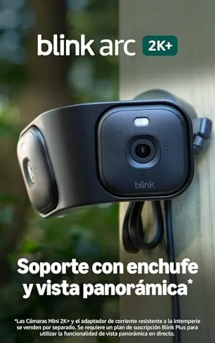 Blink Arc (última generación) | Soporte para dos Cámaras Mini 2K+, con enchufe, vista panorámica (se requiere el Plan Plus), cobertura de 180°, fuente de alimentación única | 2 cámaras - Negro