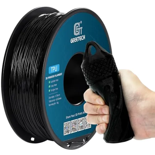 GEEETECH TPU 95A Filamento Flexible 1.75mm negro, Impresora 3D Filamento 1KG 1 Carrete,Negro
