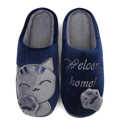 Mishansha Zapatillas Forro Felpa Unisex-Adulto Azul 43/44 EU = 44/45 CN | Zapatillas de Casa,Hombre,Mujer,Cómodas,Blanditas,Calentitas,Interior Exterior