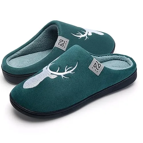 WateLves Zapatillas Hombre Mujer Invierno CáLido Zapatos Memory Foam Casa Antideslizante Pantuflas (Verde ciervo, 40/41 EU)
