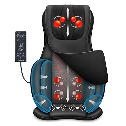 Snailax Asiento de Masaje Shiatsu con calor, Cojín de Masaje 4D con compresión/amasado/vibración, masajeador eléctrico de cuerpo completo para espalda cuello, regalos