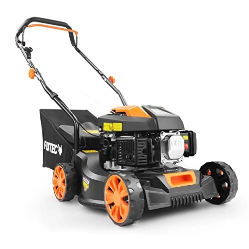 FUXTEC Cortacésped de Gasolina FX-RM4180: cortacésped liviano, Compacto, manejable y con una Buena relación Precio-Calidad. Ancho de Corte 40.6cm. Cesto recogedor 45L.