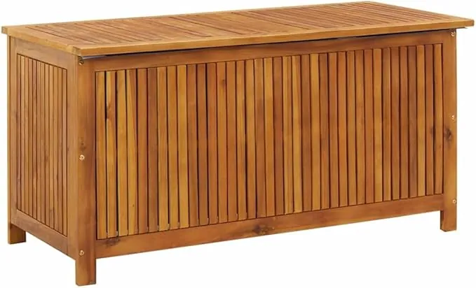 vidaXL Caja de Almacenaje de Jardín Cofre Almacenamiento Patio Terraza Exterior Embalaje Herramientas Organizador 113x50x58 cm Madera Maciza Acacia