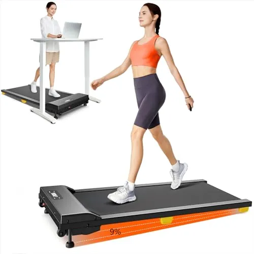 UREVO Walking Pad mit Sechs-Punkt-Stoßdämpfung, Cinta de Correr Debajo Escritorio, Ultra Delgado y Silencioso para Hogar y Oficina, 2.5HP Cinta de Andar 1-6 KM/H con Mando a Distancia y Display LED