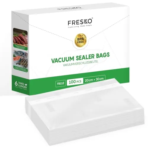 FRESKO Bolsas De Vacío Para Alimentos 100 Bolsas 20x30 cm