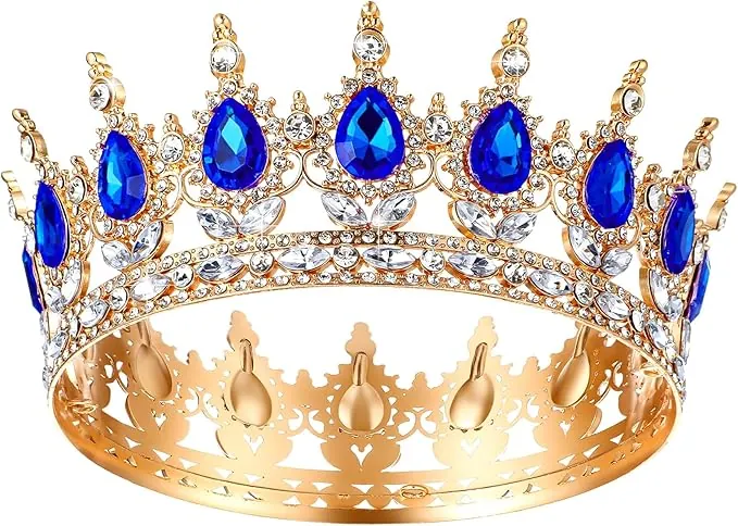 Grevosea Corona para mujer, corona de reina, corona de diamantes de imitación, coronas de cumpleaños, boda, novia, accesorios para el cabello para fiesta de princesa, accesorios para fotos (azul