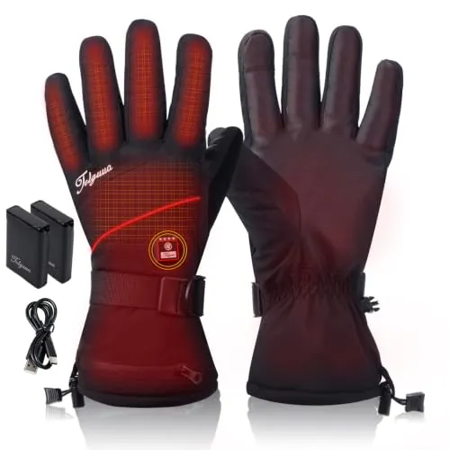 Telguua Guantes Calefactables para Hombre Mujer con Batería Externa,1 paire | Aislamiento 3M Thinsulate,Pantalla Táctil Impermeables 3 Temperaturas Ajustables Recargables USB-C, para Exteriores,esquí