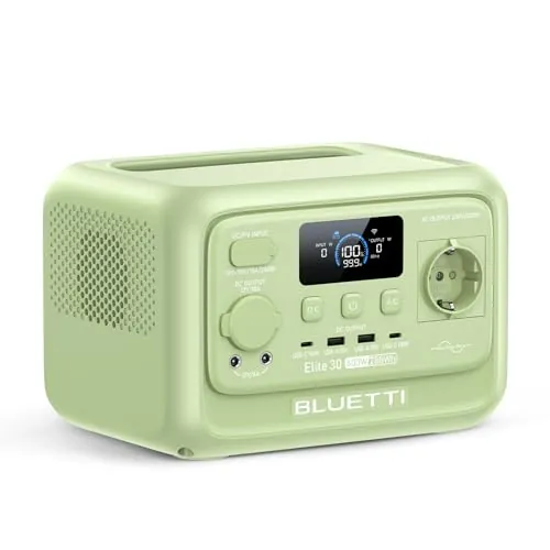 BLUETTI Elite 30 V2 Estación de Energía Portátil 288Wh, Generador Solar 600W CA (Power Lifting 1500W), Batería LiFePO4 Carga Rápida para Camping, Viajes y Cortes de Luz, Verde