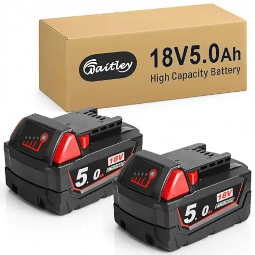 Waitley 2 Baterías para Milwaukee M18 18V 5,0Ah con Indicador LED