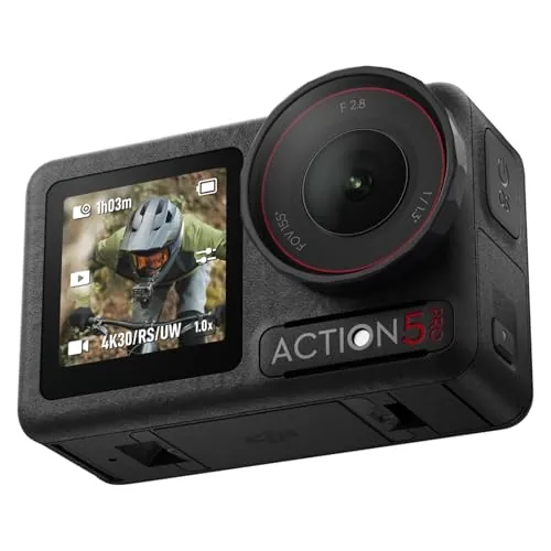 dji Osmo Action 5 Pro Pack Esencial: cámara Deportiva, Sensor 1/1.3", vídeo 4K/120 fps, Seguimiento de Objetivos, estabilización, 2 Pantallas táctiles OLED, cámara de acción 4K para Deportes y Vlogs