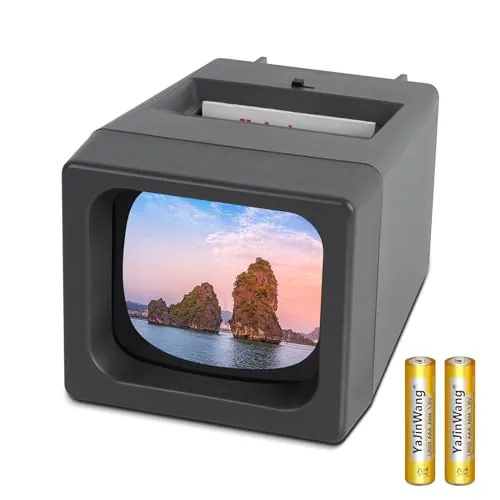 TCNEWCL Visor de Diapositivas de 35 mm para Diapositivas Antiguas, Proyector de Diapositivas 2 aumentos, Iluminado por LED para Diapositivas de 35 mm, Funciona con Pilas AAA (2 Pilas AAA Incluidas)
