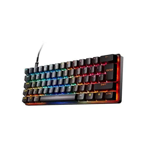 SteelSeries Apex Pro Mini Gen 3 Interruptores OmniPoint 3.0 - Accionamiento Ajustable - Rapid Trigger - Preajustes - Modo protección - Rapid Tap/SOCD - RGB - Teclas PBT - USB-C - Diseño UK QWERTY