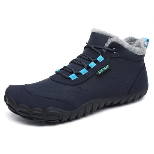 SAGUARO Barefoot Botas Hombre Invierno Botines Mujer Invierno Cómodas Botas Nieve Zapatillas Antideslizante Botas Minimalistas Zapatos Nieve Azul Oscuro,EU Gr.45