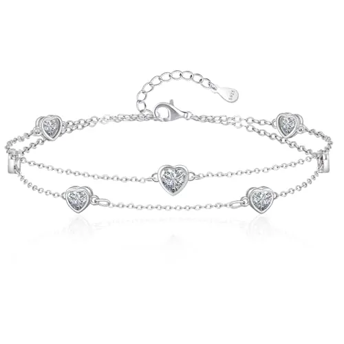 Tusuzik Regalo Dia de la Madre Pulsera originales Plata de Ley 925 Piedra Nacimiento Mujer Doble Capa Personalizado Corazón Joyas Regalo Cumpleaños Dia de la Madre Para Mamá