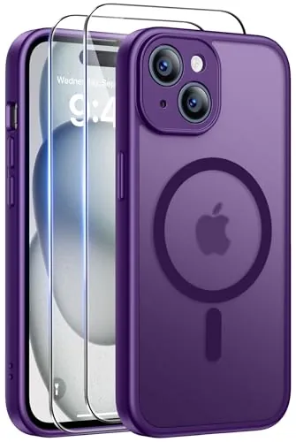 Qasyfanc Funda para iPhone 15 Compatible con MagSafe, Morado Oscuro