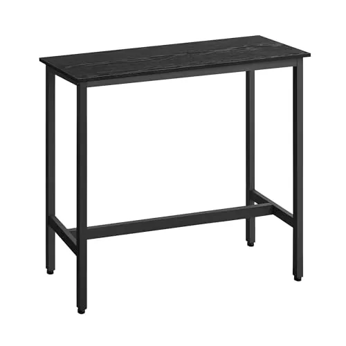 VASAGLE Mesa de Bar, Mesa de Cocina Rectangular Estrecha, Mesa Alta con Marco de Metal Robusto, 40 x 100 x 90 cm, Montaje Sencillo, Diseño Industrial, Negro Ébano y Negro Tinta LBT010B56