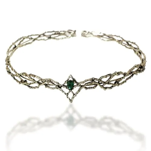 Elfo Corona de Cristal, Bronce Tiara con Cristales, Diamante Verde Tocado Novia Tiara Adornos, Regalos de Joyería Decoración Banquete Nupcial Cosplay Cumpleaños Fiesta para Niña Mujer Princesa